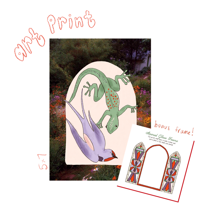 ‘Swallow & Gecko’ Print & Stained Glass Frame-zoom-
