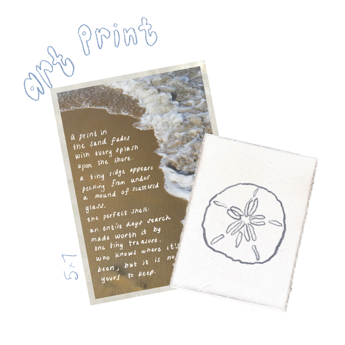 ‘Shell Shore’ Art Print & Sand Dollar Linocut-zoom-1